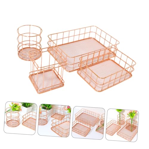 Panier de rangement métallique Cabilock lot de 4 pour bureau - 7