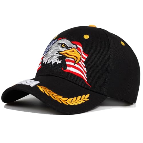 Image of USA Flag Baseball Cap American Patriotic Trucker Hat Father Dad Mother Mom Adjustable Sportswear Hat for Men Women Adults