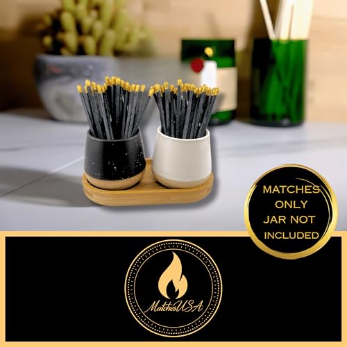 Image of 200 Count | 4 inch Long Gold & Black Matches | Color Safety Match Bundle (4 inches) | Replacement Refill Long for Fireplace & Candles | Wooden Wood Matchsticks