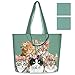 NymphFable 2 Pcs Sac Courses Reutilisable Chats Mignons Cabas De Courses Lavables Grand Pliable Polyester Tote Bag