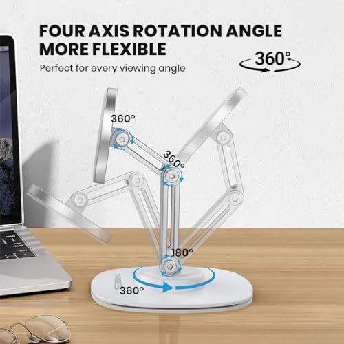 Image of ZORBES 360 Magnetic Phone Stand for Desk, Foldable Aluminum Holder | Angle Adjustment Cell Phone Holder, Hands Free Viewing, Compact Foldable Form, Multiple Viewing Angles, Aluminum Construction