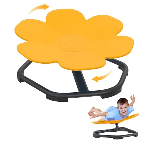 UISEBRT Carrusel - Silla giratoria para niños - Autismo - Carrusel sensorial - Juguete de entrenamiento - Coordinación física y equilibrio - Taburete giratorio (amarillo)