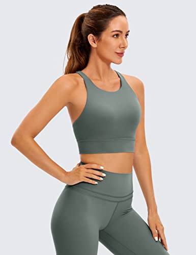 Image of CRZ YOGA Butterluxe Longline Sports Bras | Light Support, Removable Pads, Yoga, Extremely Soft, Criss Cross Back, High Neck, for Women