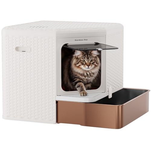 Gradner Pet Maison de Toilette pour Grand Chat, Bac à Litière pour Chat XXL Anti Odeur, Caisse Litière Fermée pour - Compartiment Inférieur Amovible pour...