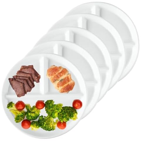 RUIBOLU Unbreakable Divided Plates 5-Pack Cover