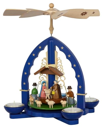 Rudolphs Schatzkiste Pyramide Christi Geburt blau für Teelichte und...