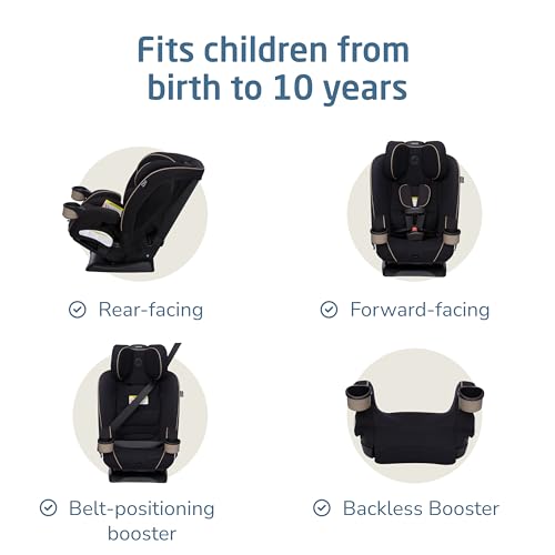 Image of Maxi-Cosi Kani 4-in-1 Infant Kids Convertible Car Seat, Rear-Facing Forward-Facing Carseat, Booster, Slim Fit, Magnetic Buckle, 5-Position Recline, Fits 5-100 lbs, 19-57 in, Caspian Caviar