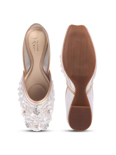 Image of JM LOOKS Stylish Embroidered Jutti For Women /Girls | Embellished Stone Work Jutti | Wedding Bellies | Women Ethnic Shoe Traditional Mojari | Kolhapuri /Jaipuri /Punjabi Jutties |