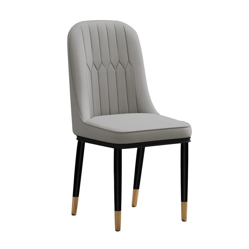 SJIALEN 1 Pcs Dining Chairs, Modern PU Water Proof Leather High Back Soft Seat Side Chairs with Metal Legs Living Room Chairs Kitchen Chair (Color : Grey)