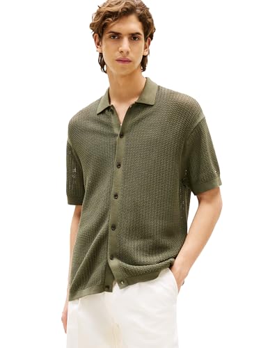 Amazon.com: Tommy Hilfiger Men's Structured Knit Short Sleeve Over Shirt,Battle  Green X-Small : Clothing, Shoes & Jewelry
