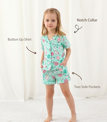 Image of Toddler Boys Girls Clothes Set Viscose from Bamboo Home Outfit Button Down Top Clothing Sets Soft with Pockets 2-5T