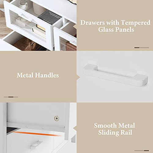 Aogllati Dresser For Bedroom With 7 Drawers, Dressers & Chests Of Drawers With Led Lights, White Bedroom Wood Closet Dresser For Bedroom, Entryway #TOP3