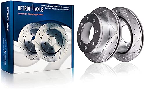 Image of Detroit Axle - Front Brake Kit for Ford F-250 F-350 F-450 Super Duty | Drilled and Slotted Brake Rotors Ceramic Brake Pads Replacement 13.66 inch inch Front Rotors
