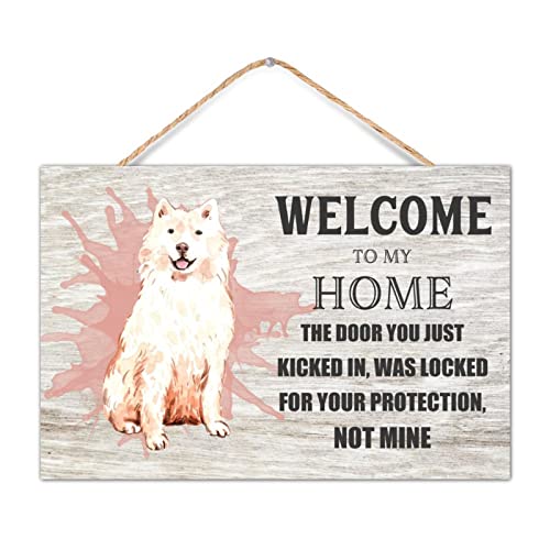 CustonCares Letrero de madera de bienvenida a mi hogar para puerta delantera de casa de campo, letrero de bienvenida para puerta delantera, corona de puerta delantera, regalos de boda, 12 x 8 pulgadas