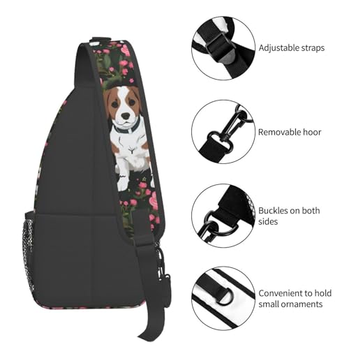 Morrales Crossbody con Estampado de Perro y Flores miniatura 5