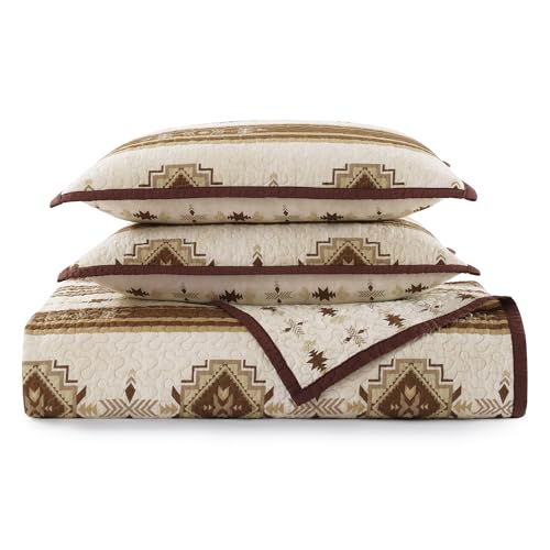 Image of Paseo Road Dakota 3 Piece King Aztec Rustic Western Bedding Quilt Set