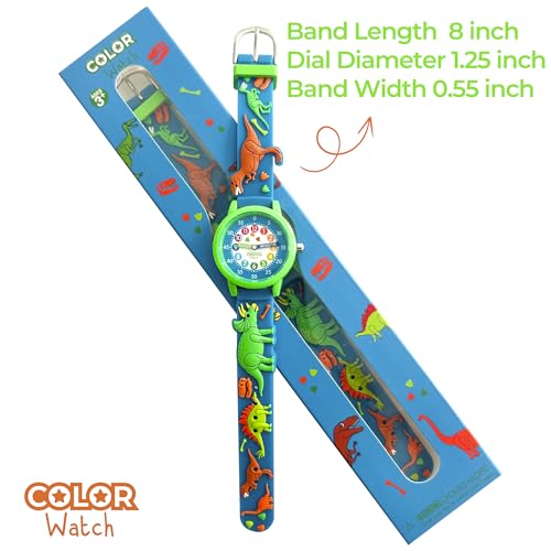 Image of Kids 3D Band First Watch - Analog Color Watch - Monster Trucks, Dinosaurs, Spider - Time Teacher - Girls, Boys, Children - School Watch