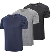 frueo Men's 3 Pack Workout Shirts Dry Fit Moisture Wicking Short Sleeve Mesh Athletic T-Shirts
