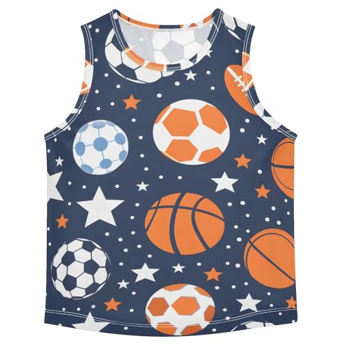 Boys' Tank Top Shirt Sports Balls with Stars Pattern Sleeveless T-Shirts