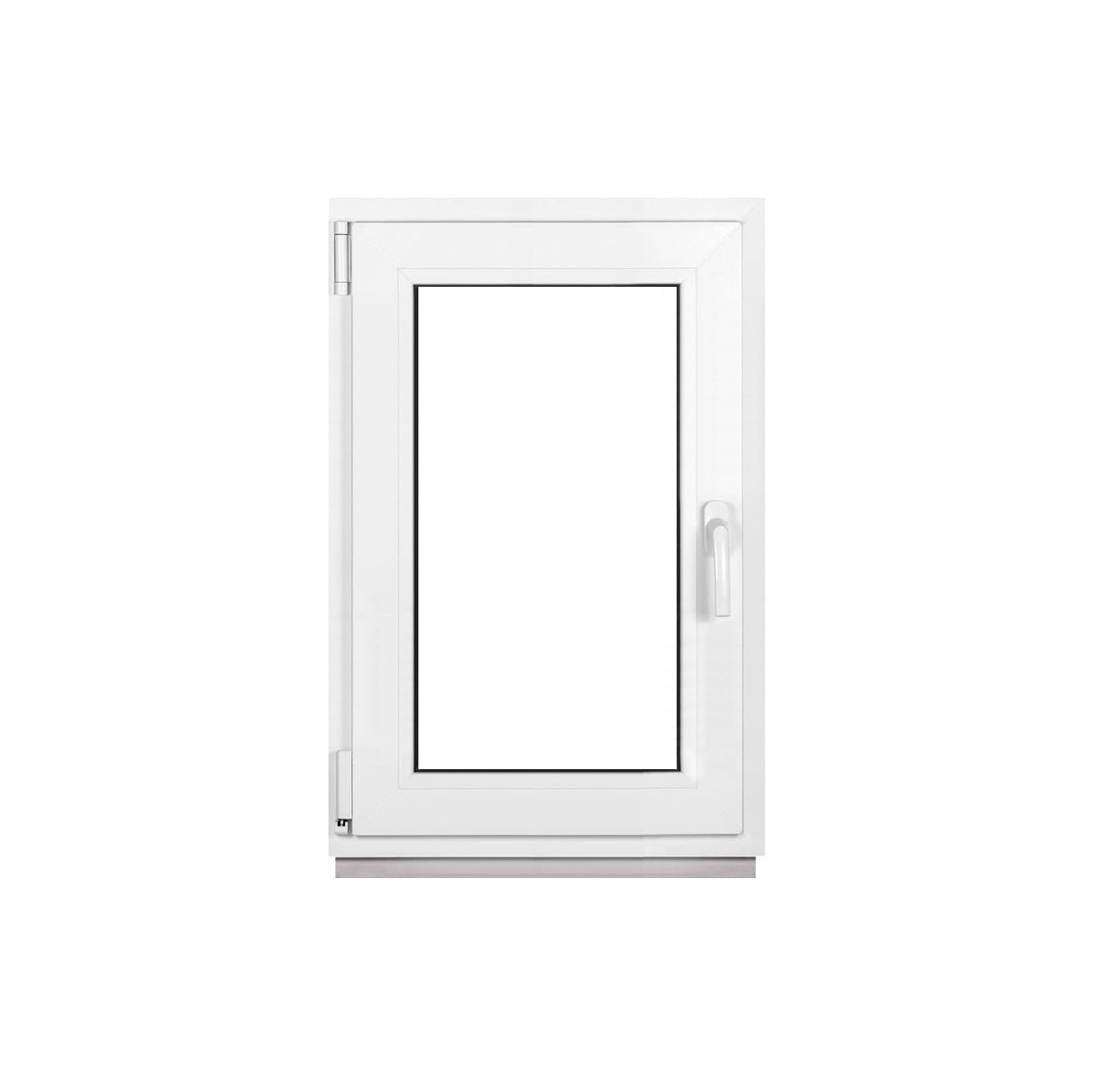 Finestra in Plastica Bianca, Larghezza x Altezza 65 x 90 cm (650 x 900 mm), Triplo Vetri (32 mm), Anta-Ribalta, Girevole DIN Sinistra – Premium