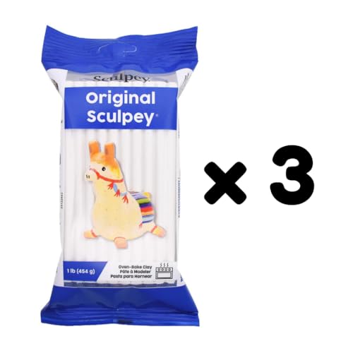 Image of Sculpey Original Oven-Bake Polymer Clay, White, 1 lb. /Pack, 3 Packs