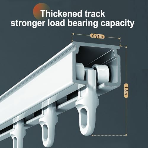 Adjustable Aluminum Ceiling Track System, Heavy-Duty Dual Row Curtain Rails for Living Room & Bedroom, Fits Parallel Bay Windows (2.65m-3.9m/8.7ft-12.8ft)