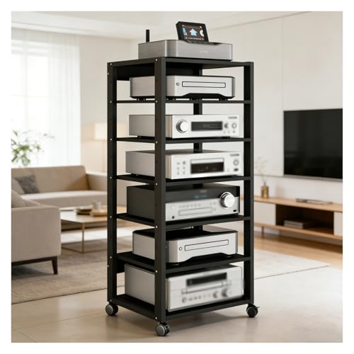 *[Montaggio semplice]: Goditi un'installazione senza problemi grazie al nostro design intuitivo. Tutti gli accessori e le viti necessarie sono inclusi, rendendo questo mobile porta apparecchiature audio moderno ed elegante un'aggiunta ideale a qualsiasi angolo o spazio inutilizzato della tua casa o del tuo ufficio.