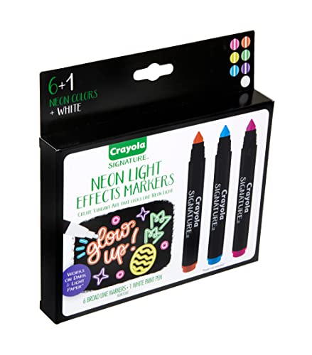 Crayola Signature Neon Markers, Light Effects, 6 Count, Gift For Teens & Adults #TOP2
