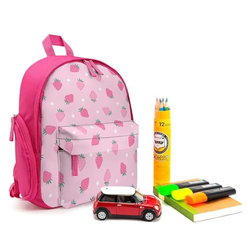 Pink Strawberry Polka Dot Large Capacity Minimalist Backpack Unisex3