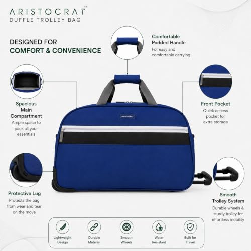 Image of Aristocrat Polyester Lightweight Travel Wheel Duffle Trolley with 3 Years International Warranty-52 Cm