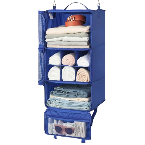 GRANNY SAYS Compression Packing Cubes for Travel, Extra Large Hanging Luggage Organizer, 3-Shelf Foldable Hanging Travel Shelves with 2 Hooks and Window, Packing Cubes for Carry on Suitcase Organizer