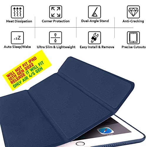 Image of DuraSafe Cases for iPad Air 5th 4th 6th 11th [ Air 11 /6 2024 /5 2022 /4 2020 ] A2588 A2316 MYFQ2HN /A MYFM2HN /A MYFR2HN /A MYFN2HN /A MYFQ2HN /A MYFM2HN /A MYFR2HN /A UltraSlim PC Cover - Navy Blue
