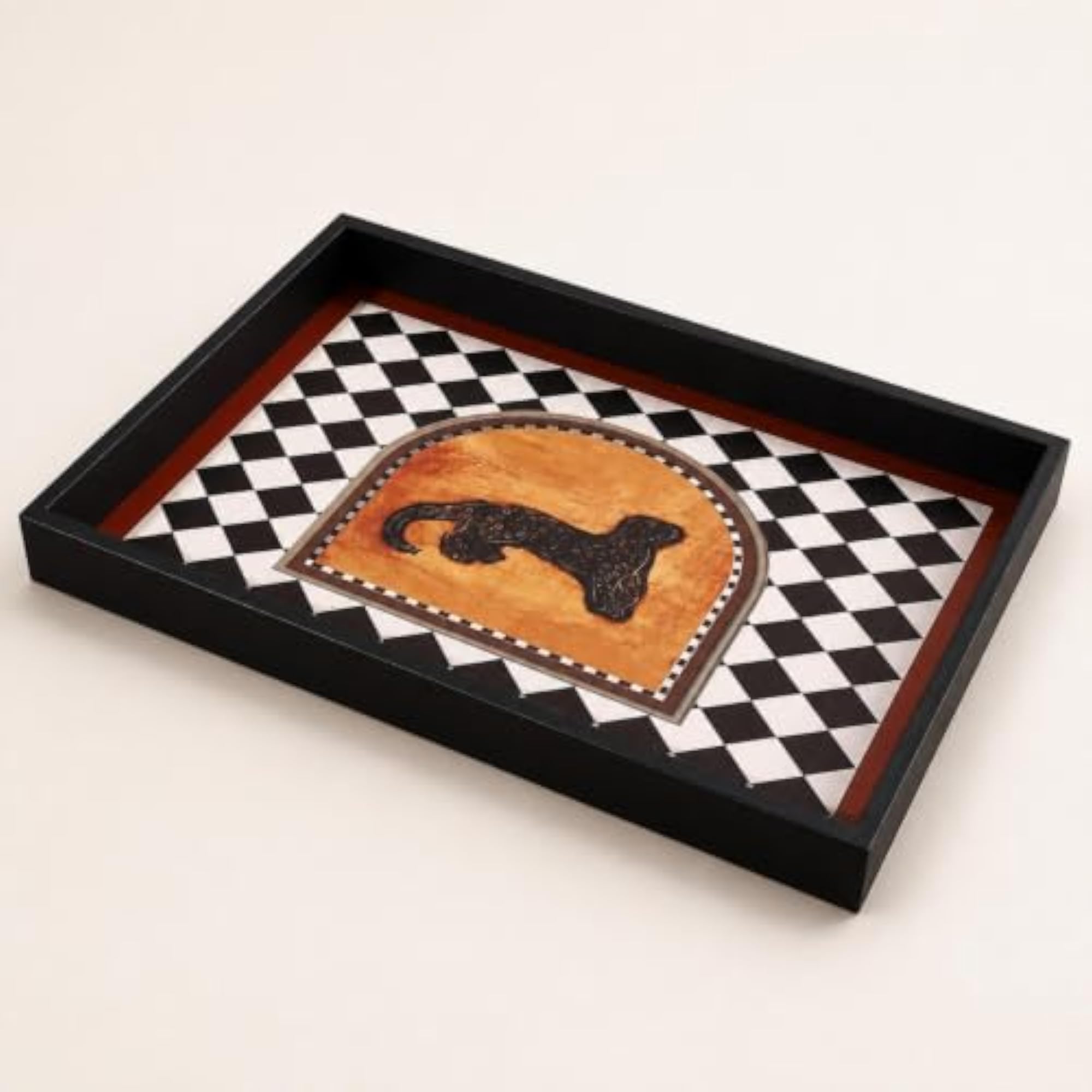 Vintage-Influenced Rectangular Engineered Wood Storage Tray, Elegant Organizer