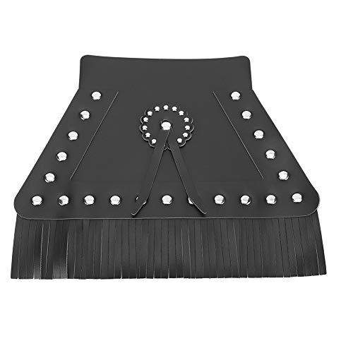 Image of Motorcycle Mud Flap, Fringed Leather Universal Motorcycle Front Flap Mudguard Cover(Black Long)
