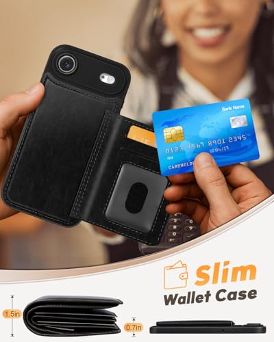 Uppuppy for iPhone 17 Air Wallet Case with Card Holder,Black - image 4