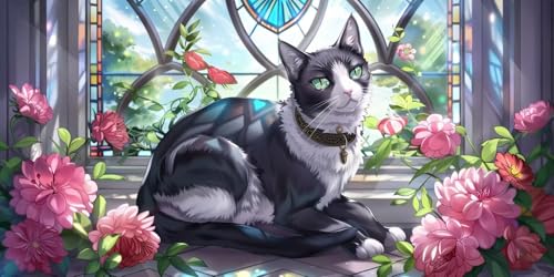 Kit Strass Point Croix Cristal à Offrir | Diamond Painting Fleurs pour Chats 60x120cm