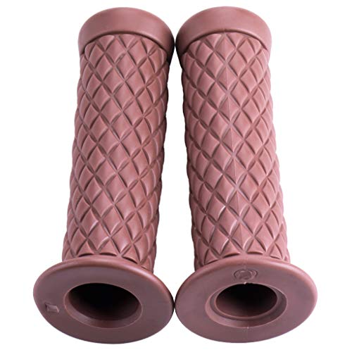 MRELC Motorcycle anti-slip rubber strip handle 7/8\" 22mm 24mm motorcycle comfort Hand Handlebar Grip Thruster Grip for Harley Honda Triumph Yamaha Kawasaki CG125 CB400 (End Thruster Grip) brown