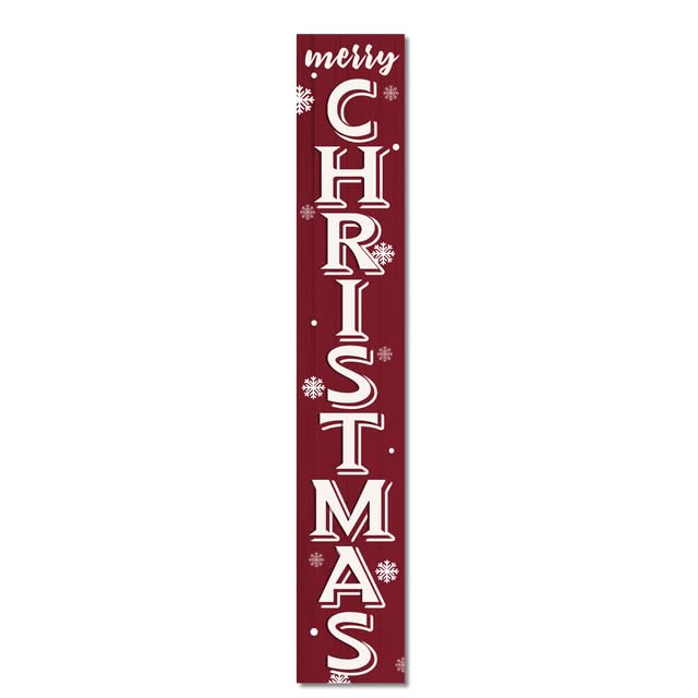 Horienteeon Christmas Wooden Vertical Porch Sign Christmas Welcome Sign for Front Door Porch, Rustic Wooden Holiday Decor for Porch Wall Farmhouse Indoor Outdoor Decorations 120×20cm