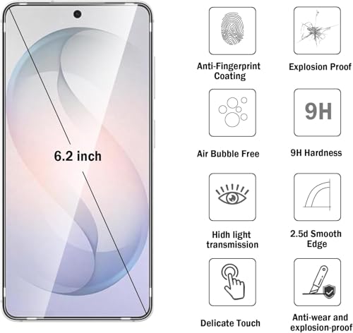 Image of SHILD (Pack of 2) Tempered Glass Screen Protector for Samsung Galaxy S26 (6.2 inch) | HD Clarity | 9H Hardness | Fingerprint Sensor Compatible | Anti-Scratch | Case Friendly | Easy Installation