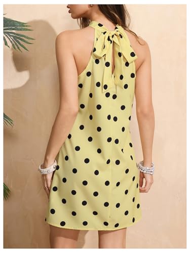 Image of Floerns Women's Sleeveless Floral Print Sundress Halter Neck A Line Short Dress