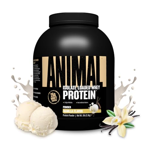 ANIMAL Isolate Whey Protein Pulver (Vanille) – mit 25g Protein & 4,6g BCAAs für den Muskelaufbau, Protein Shake mit Isolaten & verschiedenen Aminosäuren – 2,3kg