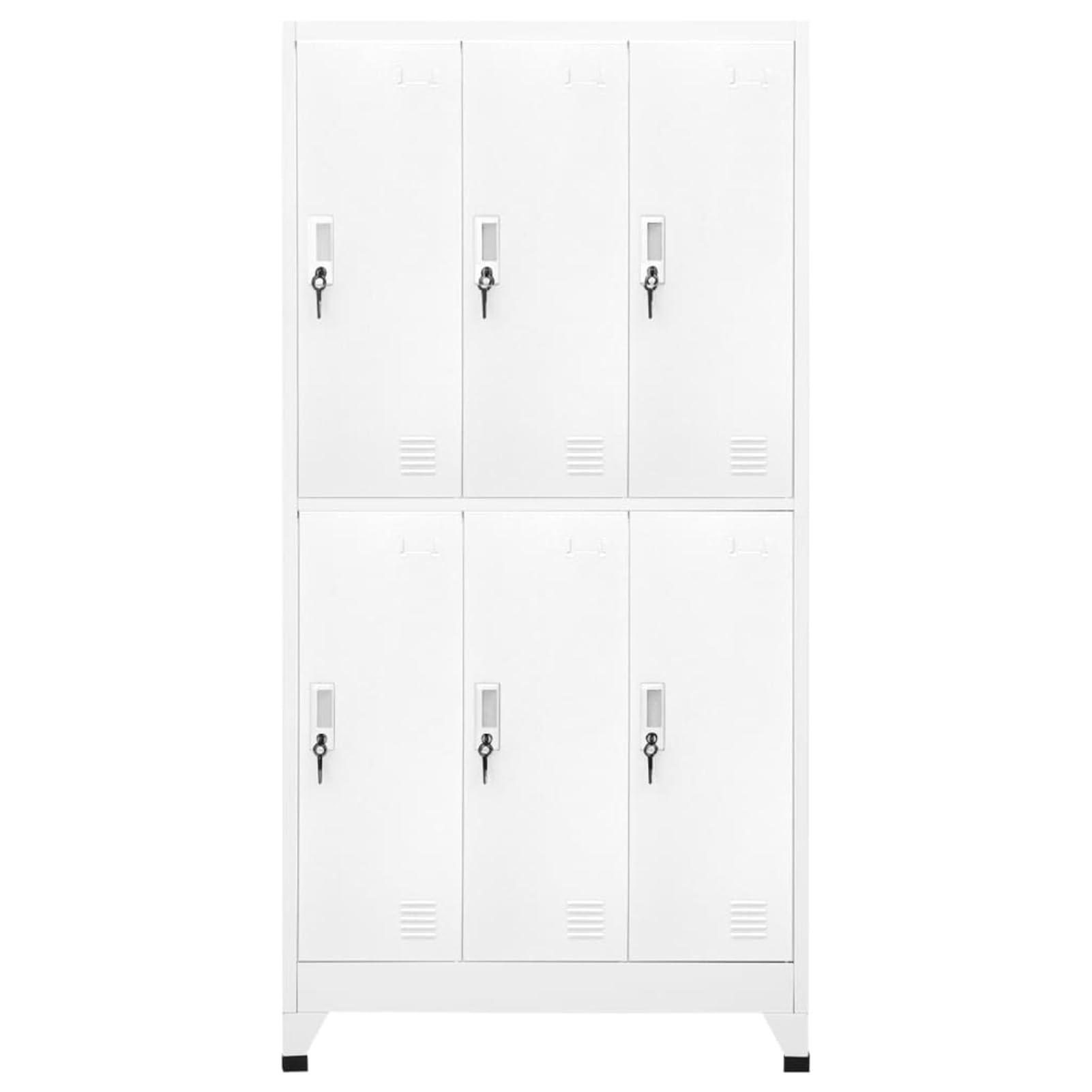 Armadio con 6 Armadietti in Acciaio, Armadietto per Spogliatoio Metallo, Armadietto a Chiave con 6 Scomparti, Schedario da Ufficio, Grigio 90x45x180 cm