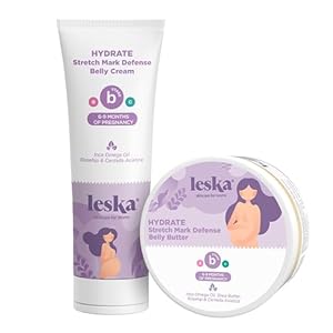 Maternity Stage B Set | HYDRATE Belly Cream & Belly Butter (Pregnancy Months 6-9) | Part of a Complete 3 Part Pregnancy Skin Care System | New Mom Gifts (Set of 2, 4oz)