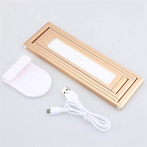RTHGTFTD Lampka biurkowa USB. Akumulator DOPROWADZIŁO Lampa biurkowa długa Przenośna ściemnialna DOPROWADZIŁO Lampa stołowa Stopu Aluminium Składany Long Long Reading Light (Color : Gold)