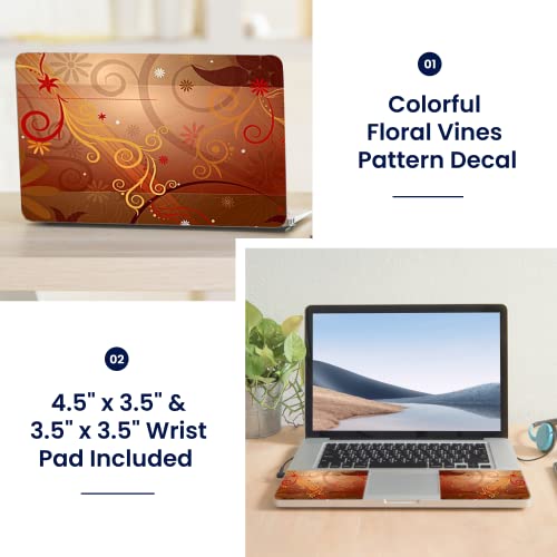 Image of LSS 15 15.6 Inche Laptop Notebook Skin Sticker with 2 Wrist Pads - Reusable Cover Protector Vinyl Sticker Cover Decal Fits 13 inch - 16 inch HP Asus Acer Samsung - Floral Vines Pattern