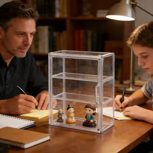 Vitrina Transparente - Organizador Acrílico de Almacenamiento para Muñecas con Puerta Magnética,de Almacenamiento en Miniatura con Estante Extraíble - para Casa Oficina Colección Exhibición - imagen 2