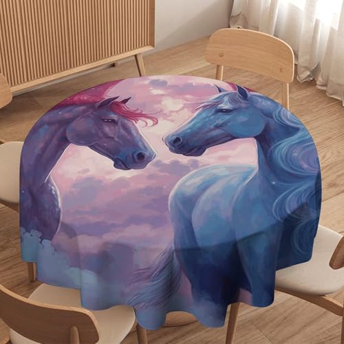 Nappe ronde cheval anti-tache et infroissable pour simplifier vos repas de fête