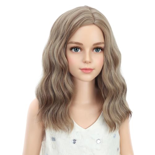 Image of PATTNIUM Kids Child Wig Blonde Brown Short Curly Wig Mixed Brown Wigs for Girls Cosplay Halloween Party Costume Heat Resistant Synthetic Hair Girls Wig (Brown Blonde)