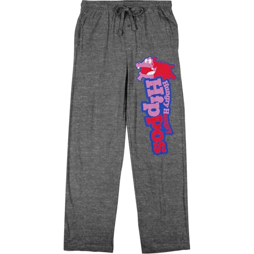 Bioworld Hungry Hungry Hippos Logo Adult Gray Heather Quick Turn Sleep Pajama Pants