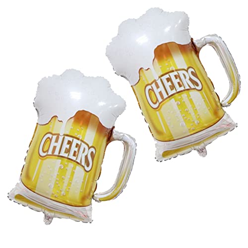 Image of 2Pcs Beer Cup Balloons,Mug Cheers Foil Balloons For Birthday Party Christmas Wedding Decorations